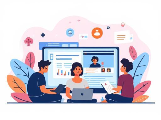 Illustration representing diverse content creation activities like podcasting, writing, and video editing