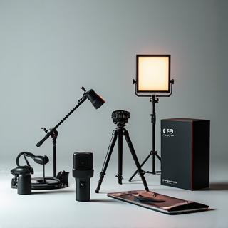 Professional Content Creator Kit including microphone, lighting, and software box